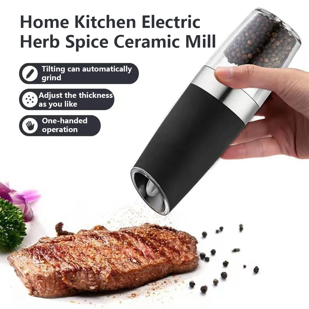

Automatic Salt Pepper Grinder Battery Operated Mill Adjustable Transparent Bottle Grinding Tool Cooking Gadget