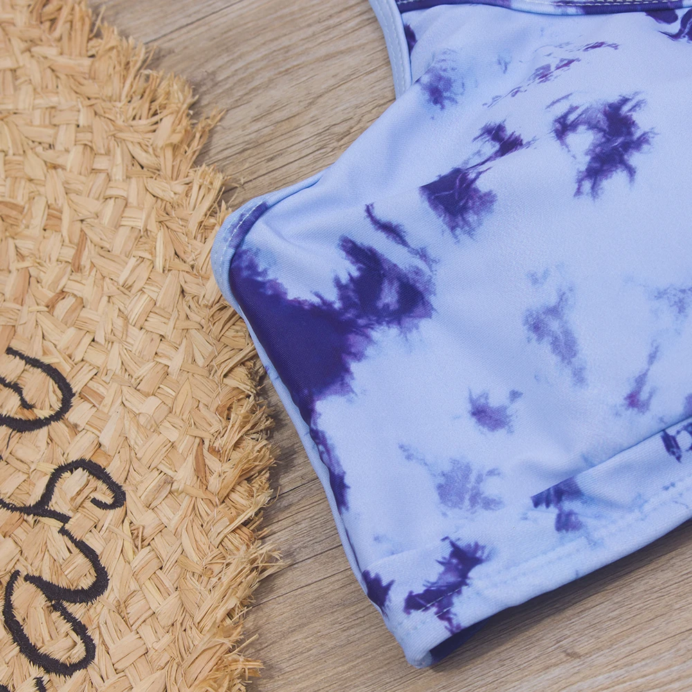 7-14 Year Girl Swimsuit New Tie Dye Two Piece Teenage Girl Bikini Set Biquini Butterfly Print Cute Bathing Suit SwimWear299 girls swimsuit