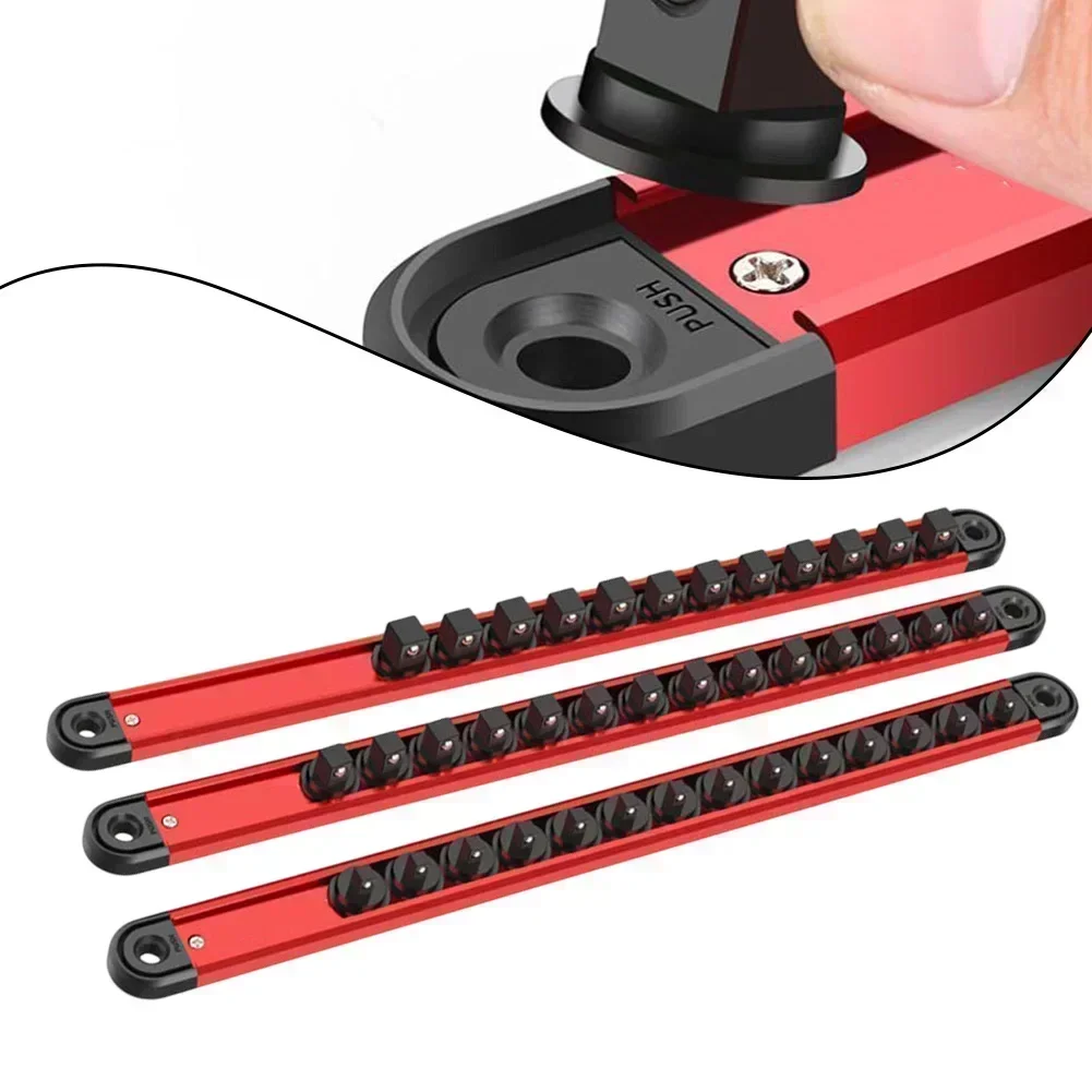 Socket organizer 360&deg; swivel magnetic socket organizer 1/4 3/8 1/2Inch socket clip rail holder for hand tools accessory