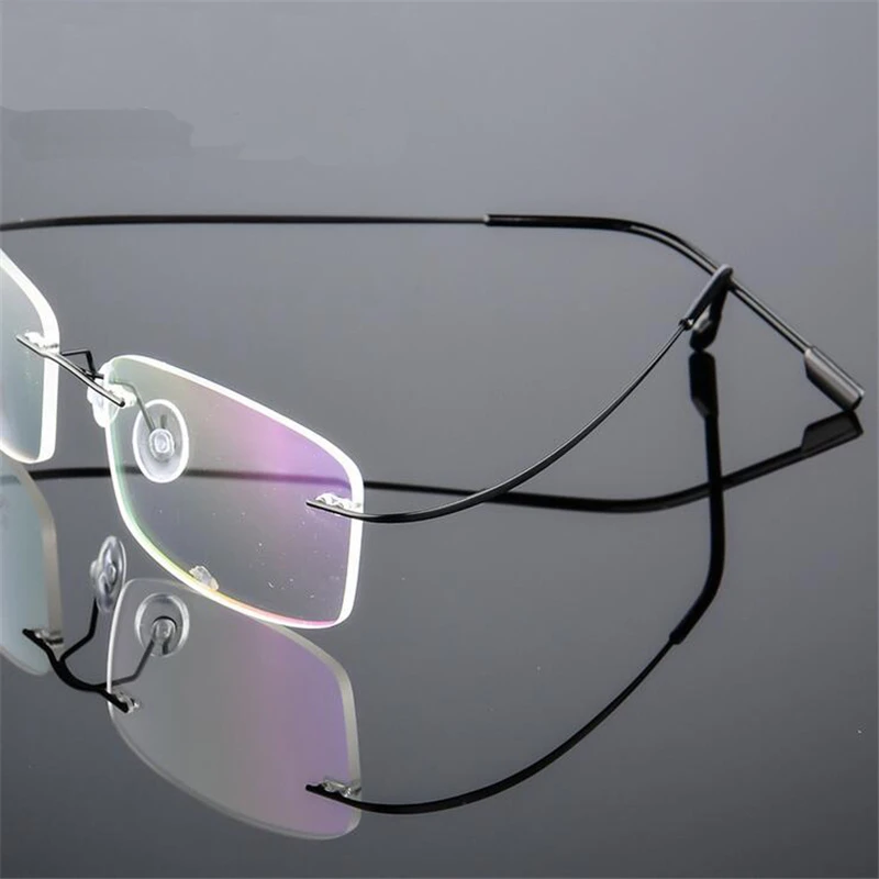 -1.0 -1.5 To -4.0 Ultralight Coating Frameless Finished Myopia Glasses Men Women Rimless Stainless Steel Leg Nearsight Glasses