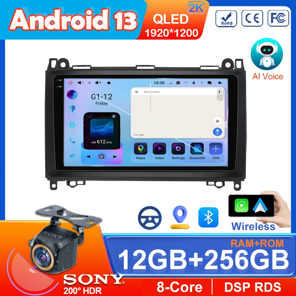 

Android 13 For Mercedes Benz B200 B Class W169 W245 Viano Vito W639 Sprinter W906 Car Multimedia Player Navigation GPS Radio