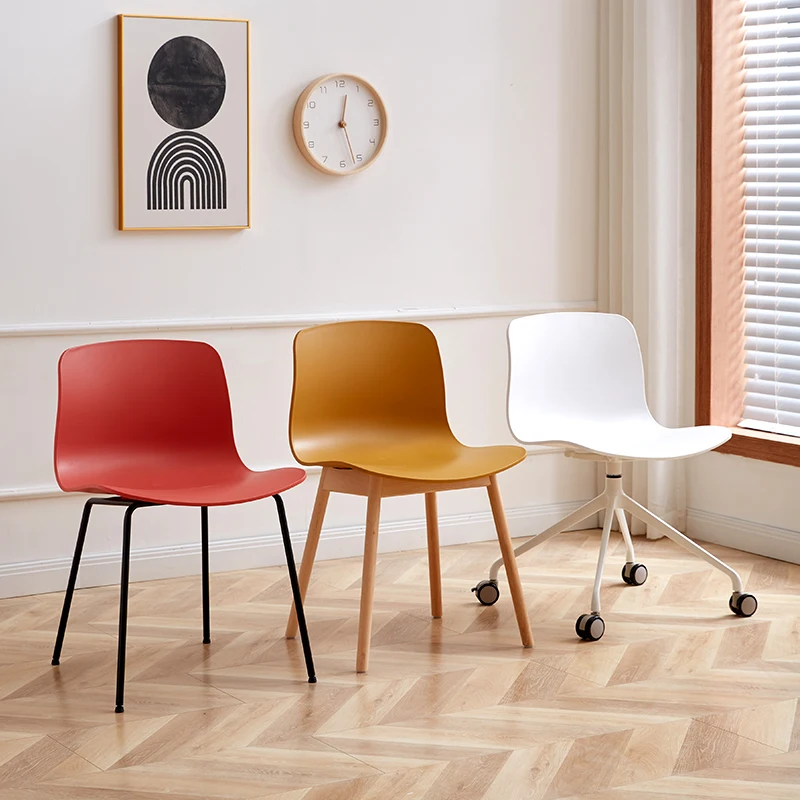 

Dining Chairs Plastic Back Support Chair Modern Simple Chairs Nordic Restaurant Swivel Chair Elegant Comfortable Home Furniture