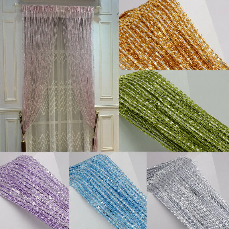 

Living Room Curtains Thread Curtain Silver Line Curtain Door Wall Window Panel Room Dividerde Coration Tassel Blackout Curtain