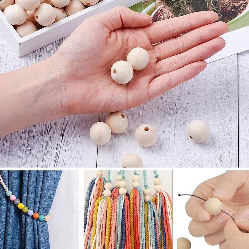 Description Picture 5 of itemWood Beads Natural Round Wooden Loose Beads Wood Spacer Beads for Craft Making Decorations and DIY Crafts 6/8/12/14/18/20/25/30