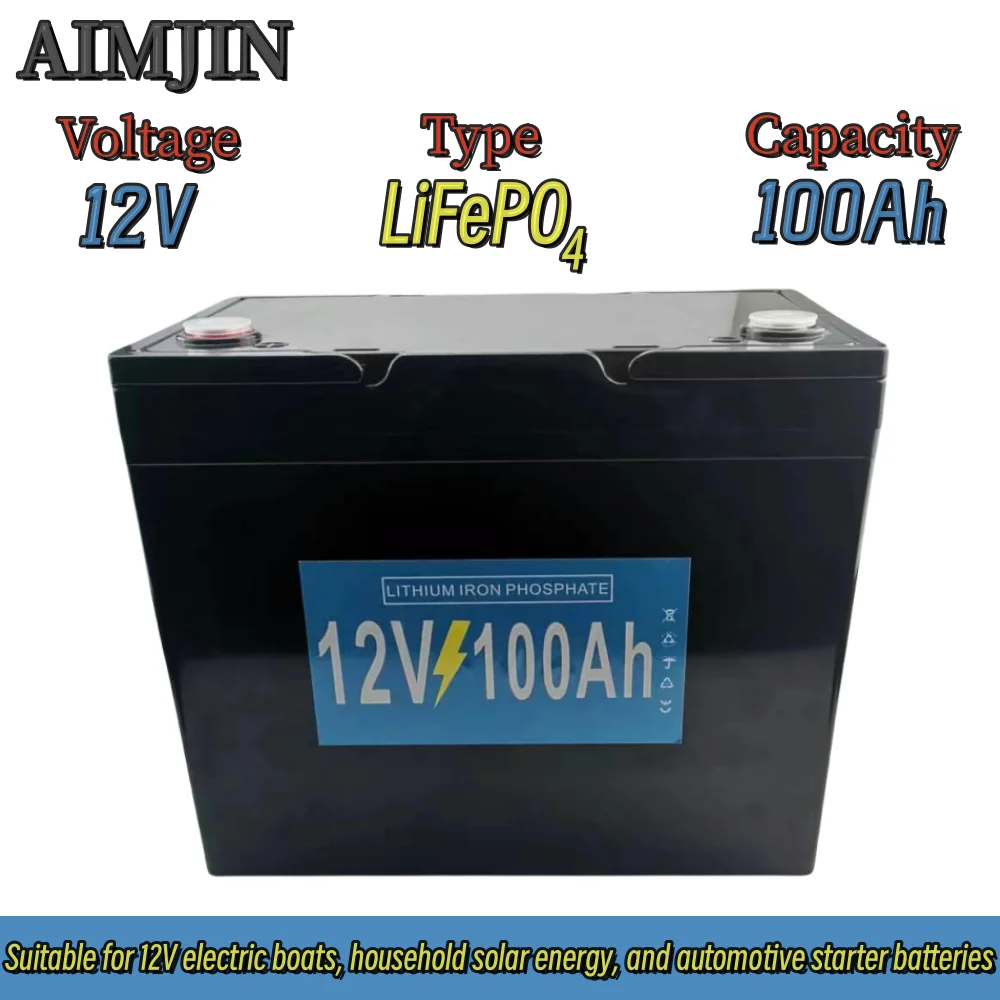 

12V 100Ah LifePo4 rechargeable battery 12.8V 1200Wh suitable for RV Golf motorcycle SUV solar wind panels