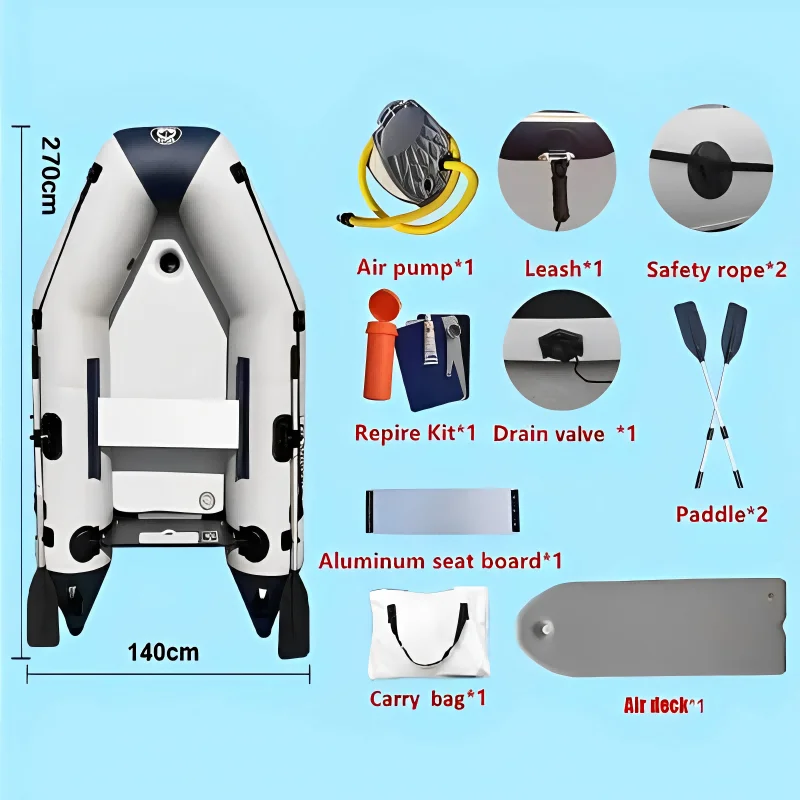 SOLAR MARINE 2.7M PVC Inflatable Assault Fishing Boat Racing Boats and Kayak Safety Portable IB for Adult Outdoor Watersport