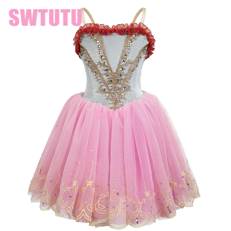 

Gray Pink Professional Ballet Dress Girls Dance Performance Ballet Costumes BT4161