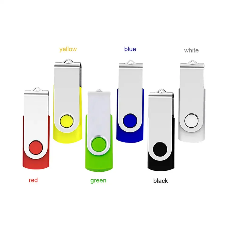 USB 2.0 플래시 스틱 펜 드라이브 스토리지 USB 드라이브, 금속 로터리 클램프, 4GB, 8GB, 16GB, 32GB, 64GB, 128GB, 100 개/로트