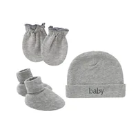 Newborn Birth Set Cotton Boy Girl Accessories Photography Props 3Pcs Set Baby Hat+Gloves+Foot Cover Anti Scratching Baby Stuff 4