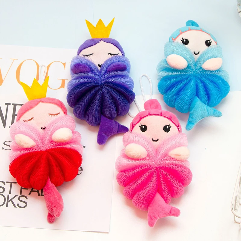 Shower Sponge Ball Baby Bath Ball Cartoon Unicorn Mermaid Bath Sponge Child Children Toddler Newborn Adult Cleaning Brush Soft Shower Sponge