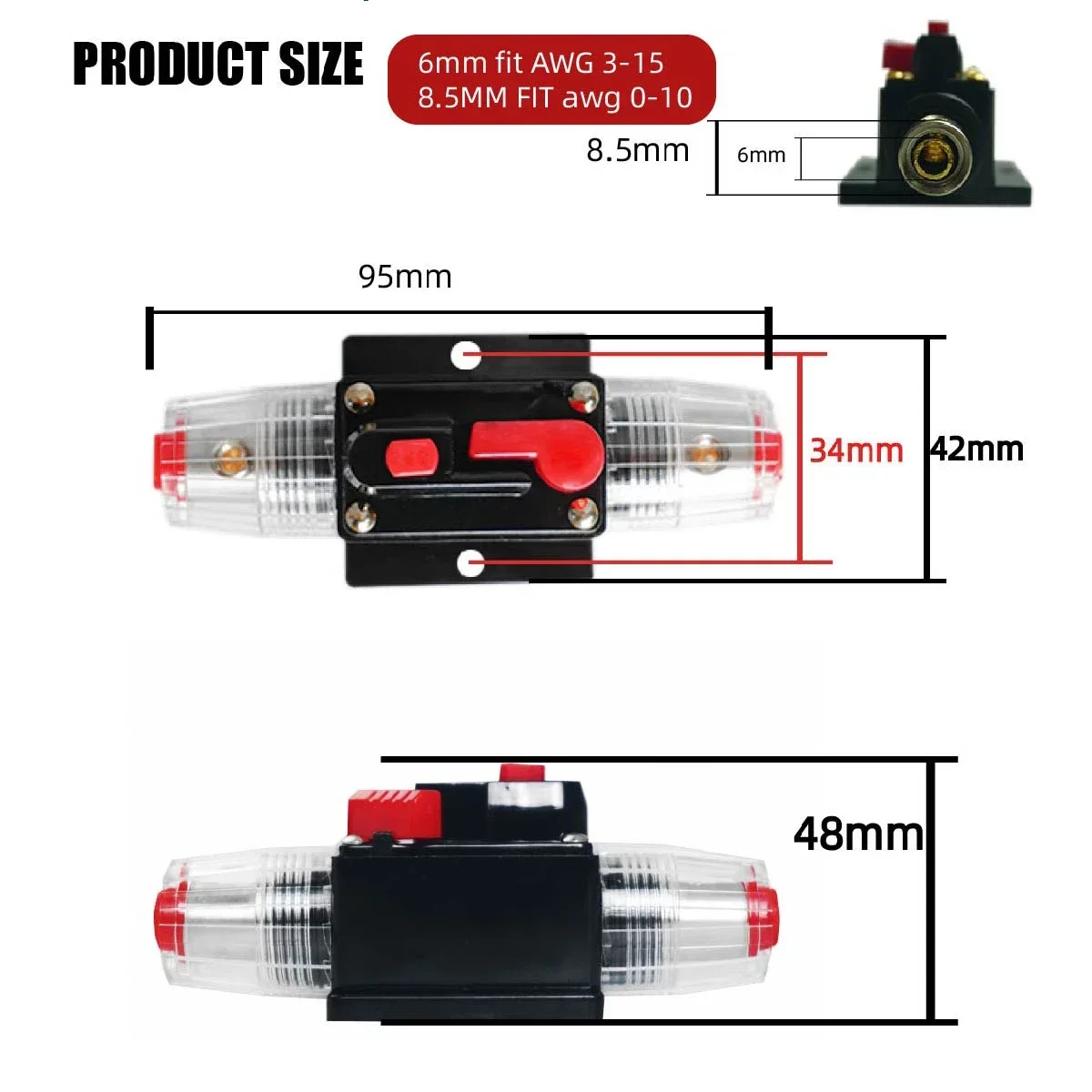 Circuit Breaker Fuses for Boat Audio 12V Trolling Manual Reset Manual Power Protect Waterproof 30A 50A 80A 100A 200A 300A
