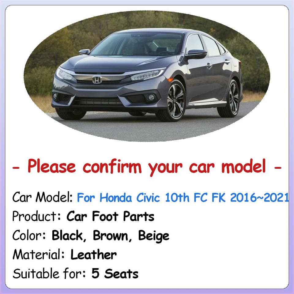 CHANGKAIFA Kofferraummatte Für Honda Civic 2017-2022 - Leder Kofferraumwanne Wasserdicht - Volle Abdeckung