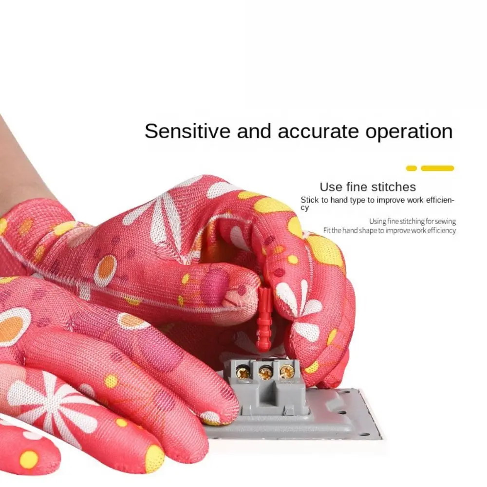 Description Picture 4 of item1Pair Thin Nylon Work Gloves Planting Yard Cleaning Floral Garden Gloves Women Non-Slip Household Labor Protection Glove