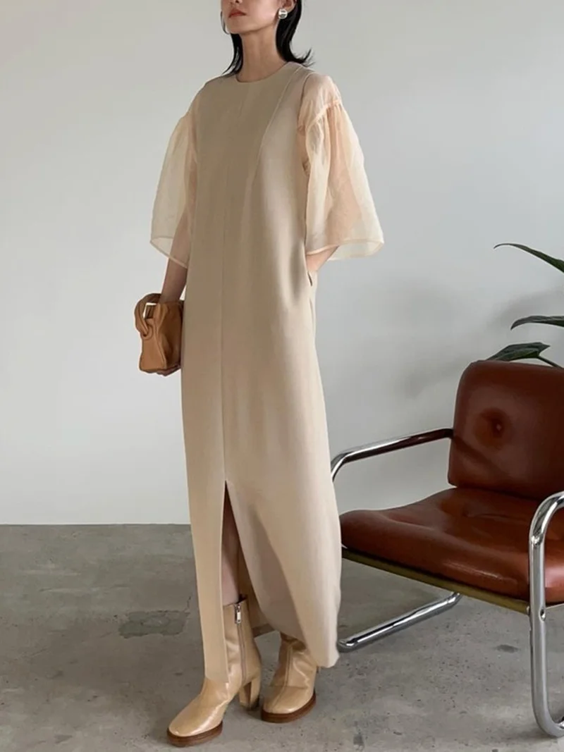Conjunto de vestidos elegantes japoneses para mujer, ropa sin mangas con  cuello en V y blusa holgada de color liso con cuello redondo, 2023| | -  AliExpress