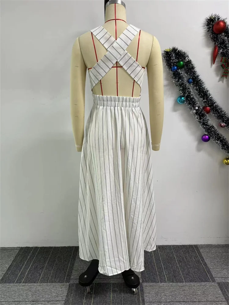 Wmstar Women's  Dress New in Summer Sleeveless Fashion Elegance Striped Elastic Waist Dresses Wholesale Dropshipping 2024