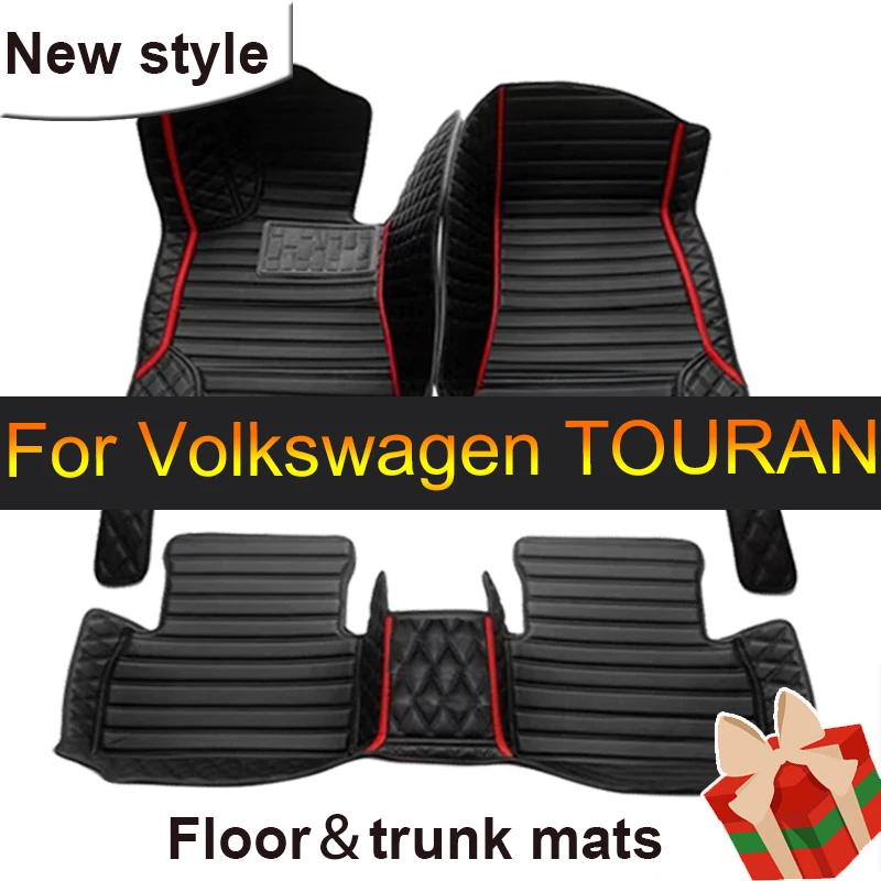 

Автомобильные коврики для Volkswagen TOURAN, 7-местные 2006-2015 2014 2013 2012 2011, индивидуальные автомобильные подставки для ног, искусственная Обложка для интерьера