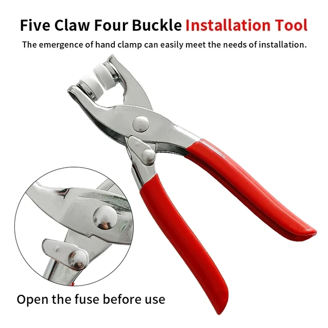 100pcs Stainless Steel Five-claw Snap Kit, Red, With Installation