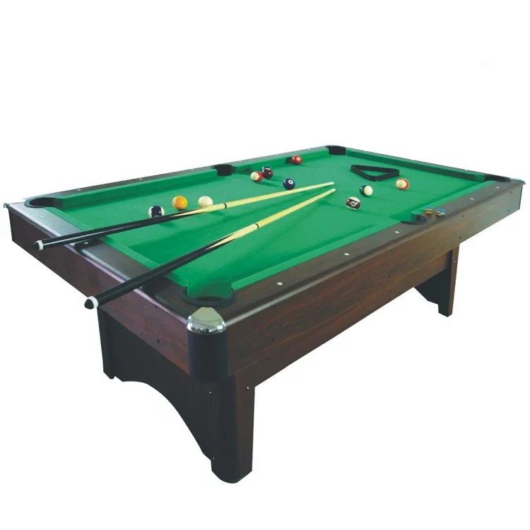 High Quality Pool Table Size Green Cloth Snooker Cushion Made Rubber Slate Includes Cue Plastic