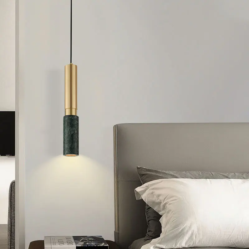 

Luxurious Marble Chandelier Nordic Personalized Restaurant Front Desk Bar Counter Bedroom Bedside Iron Pending Lamp Lighting
