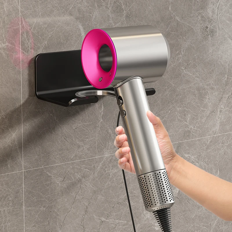 Hair Dryer Holder Space Aluminum Bathroom Organizing Rack Dyson Haartrockner Hanger Wall-mounted Universal Hairdryer Holder Hook hair dryer holder