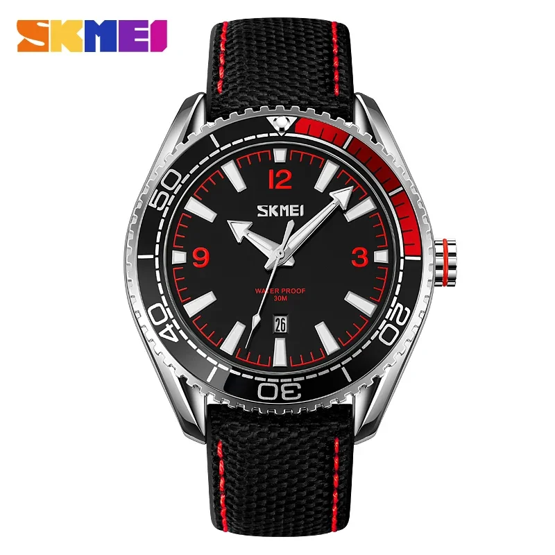 SKMEI Mens Watches Quartz Movement Easy to Read,Analog Date,Reinforced Leather Strap,30M Waterproof Fashion Business Wrist Watch for Men SKMEI Military Sports Movement Quartz Watches Fashion Time