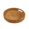 Rattan Tray Hand Woven Food Basket Fruit Tray Multi-Function Afternoon Tea Snack Plate Decorative Basket Storage Tray 1