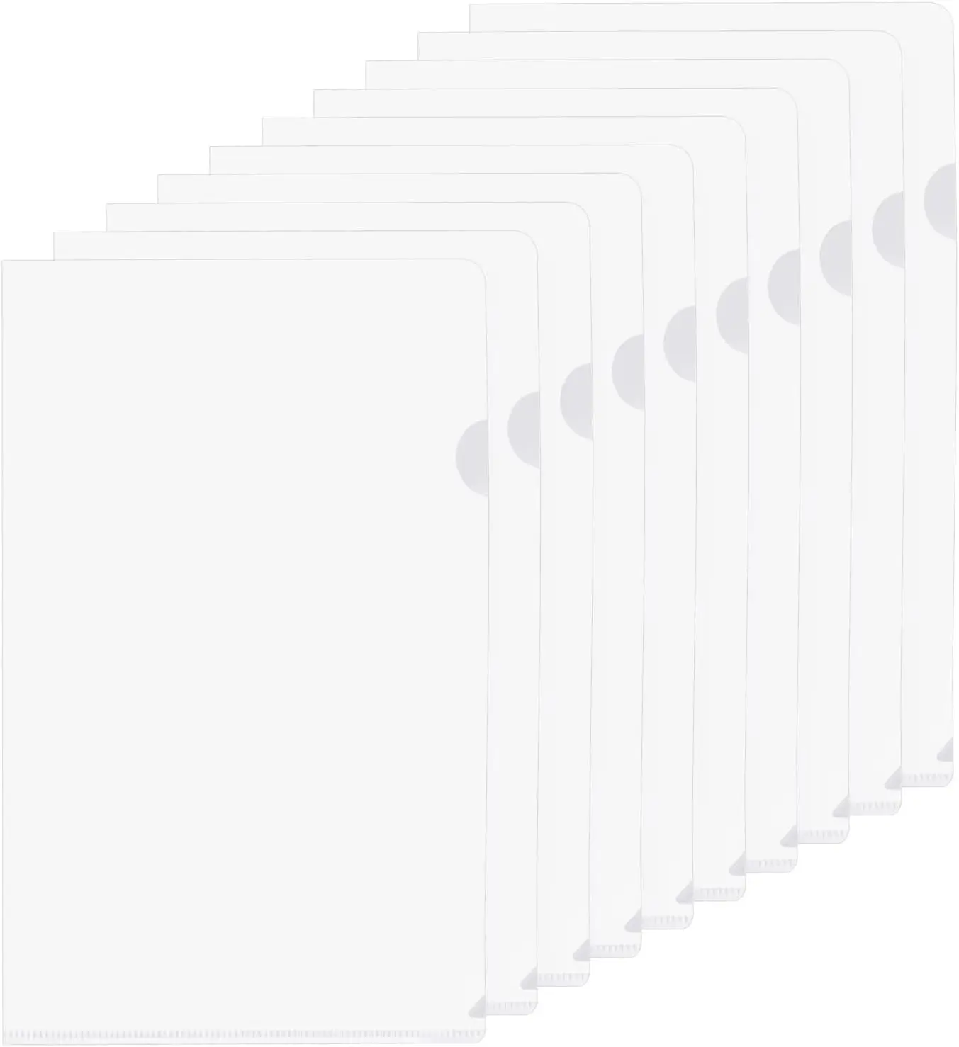 L Type Folders 50 Pack A4 Plastic File Project Pockets Paper Document Jacket Sleeves For Office, Clear_voghion.com