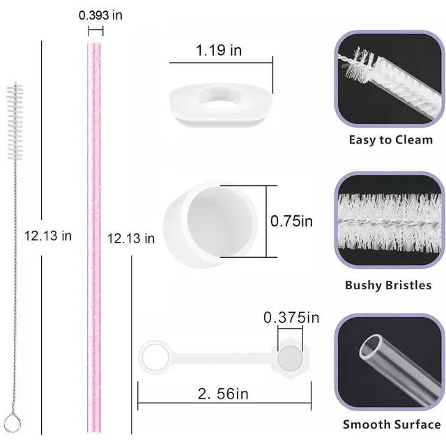 11Pcs Accessories Set for Stanley Cup Silicone Spill Proof Stopper Straw Cover Cap Reusable Straw 1 Cleaning Brush 40oz 30oz 3