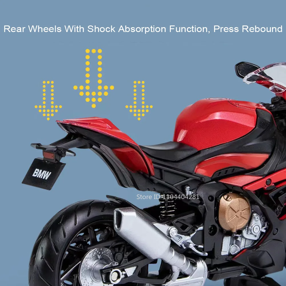 1:12 Scale Alloy Diecast Motorcycle Toy - Miniature Model with Steering Wheel, Perfect