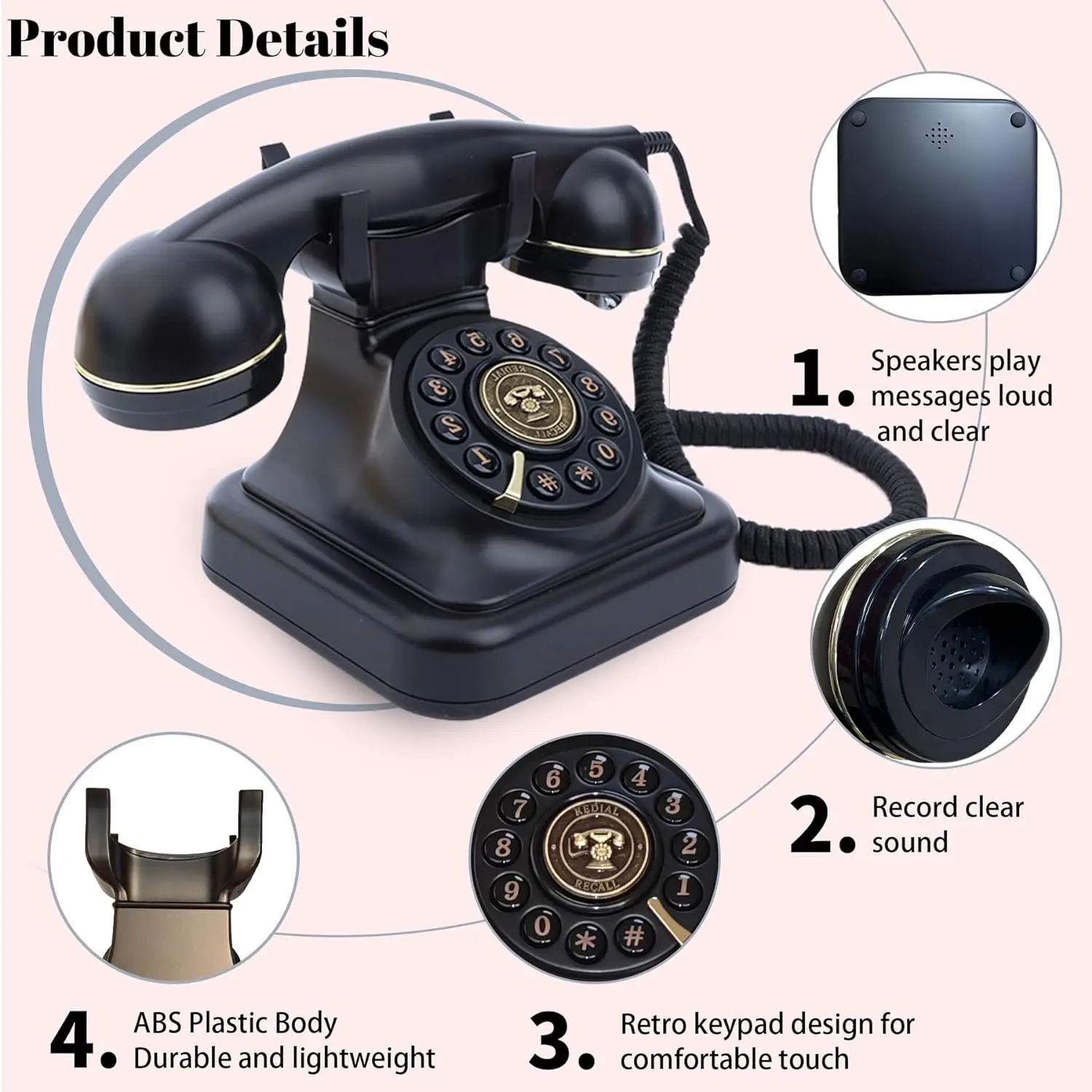 voice guest book phone retro style antique voice guestbook phone message audio recorder vintage wedding party retro voice guestbook phone