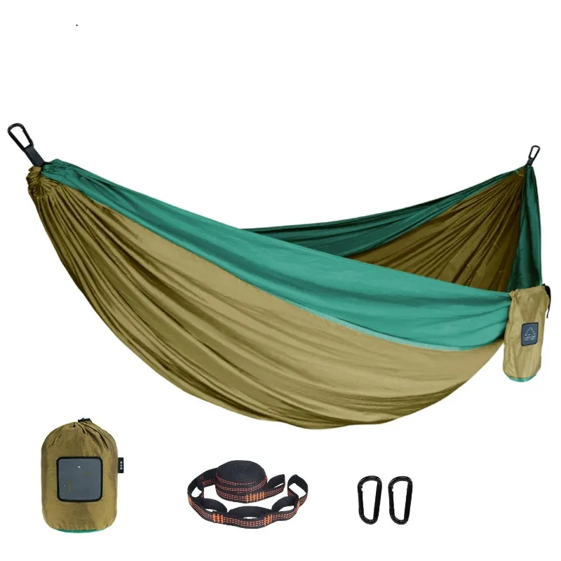 Outdoor Single Person Camping Hammock With Nylon Color Matching Hammock High Strength Parachute Fabric Portable Hanging Bed Best Sellers In Furniture