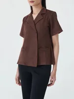 BJTZ 2026 Spring Summer Women Solid Color Single Breasted Short Sleeve Jacket Office Casual Work Tops - Image 2