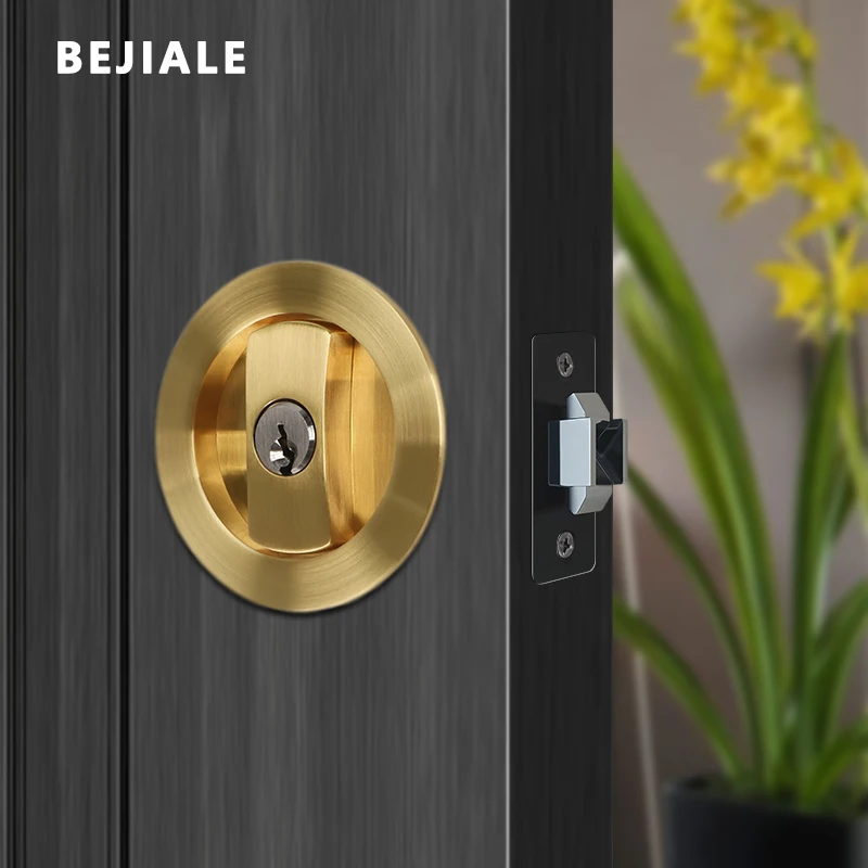 Round Embedded Hidden Sliding Wooden Door Lock Indoor Double Hook Banheiro e Cozinha