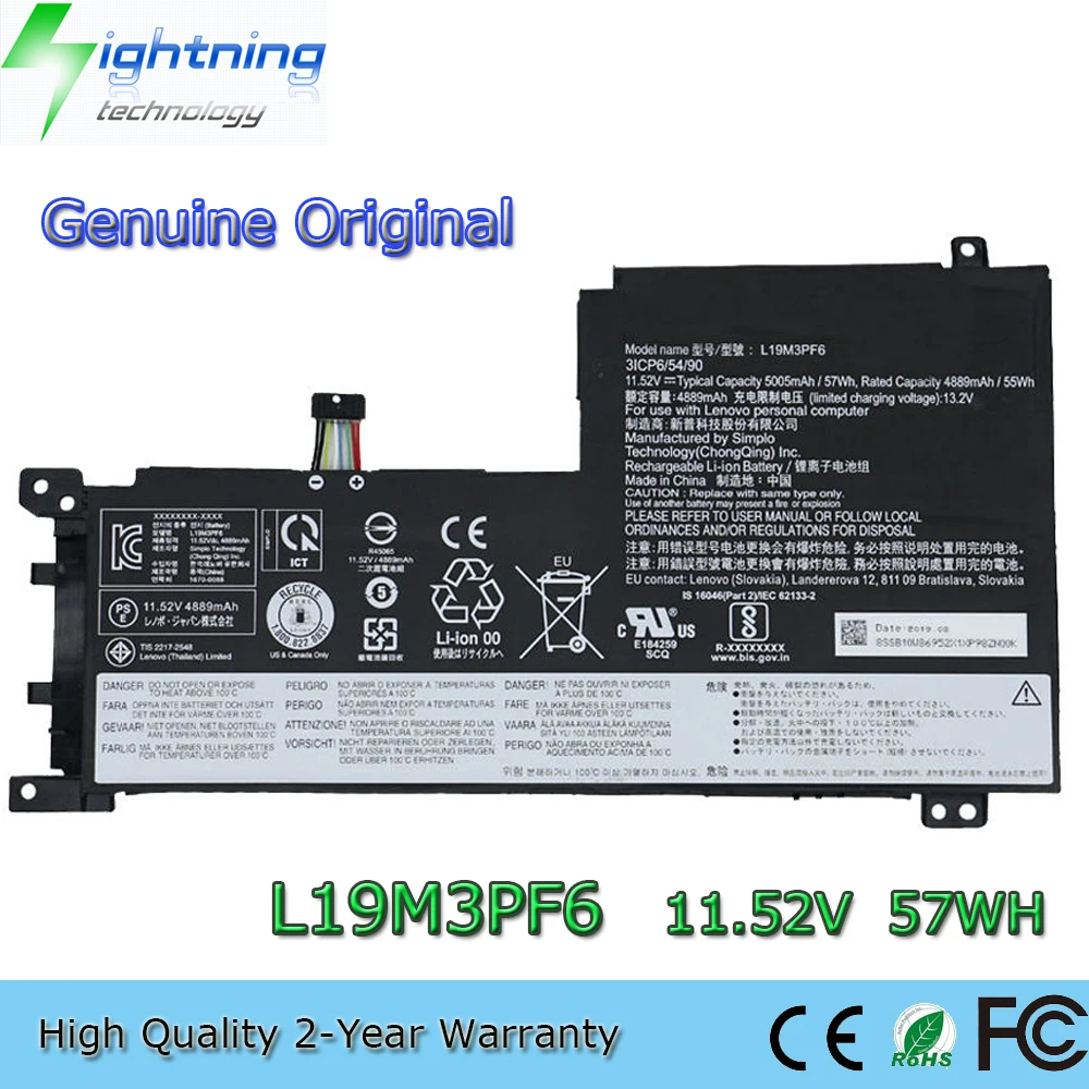 

New Genuine Original L19M3PF6 11.52V 57Wh Laptop Battery for Lenovo IdeaPad 3 15IIL05 L19L3PF2 L19D3PF3 L19C3PF5