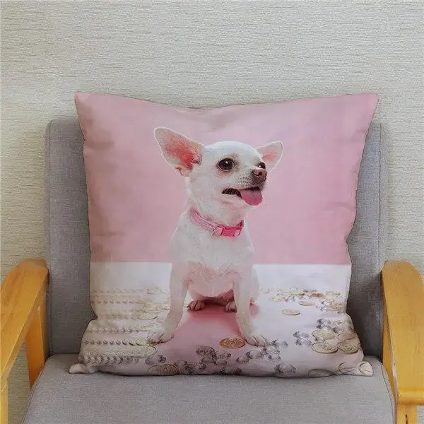 Taie D'oreiller Décorative Chihuahua 40x60cm - Polyester, Imprimé Recto Verso | Pour Salon, Chambre, Canapé, Déco D'intérieur