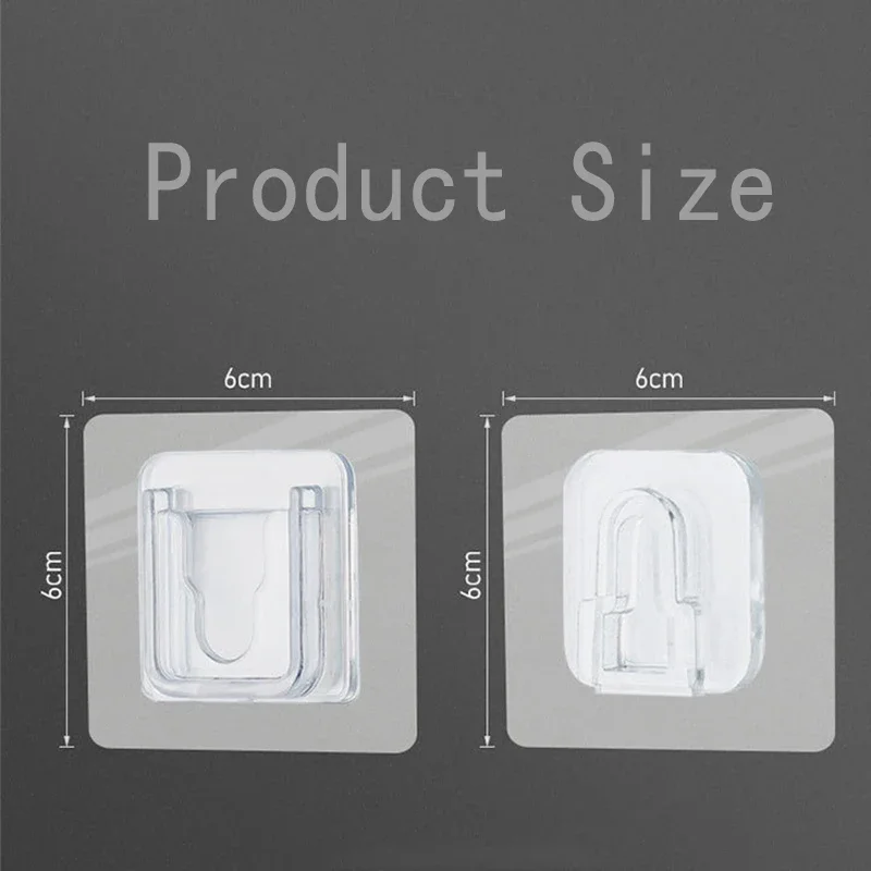 Dual-Sided Transparent Adhesive Hooks for Versatile Storage in Home Spaces