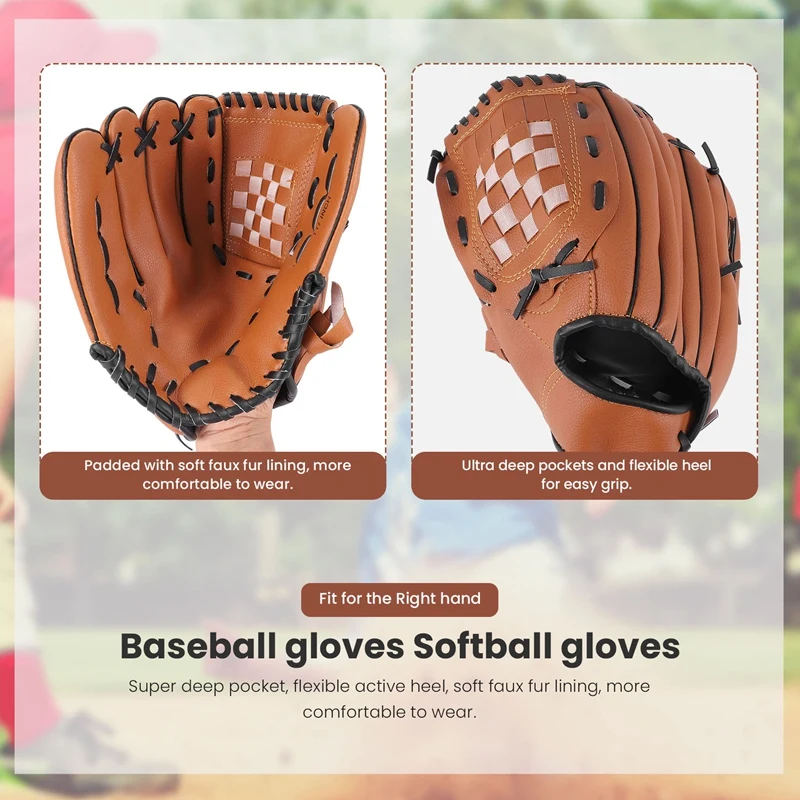 Baseball Glove Sports 2 Colors Softball Right Hand For Adult Train