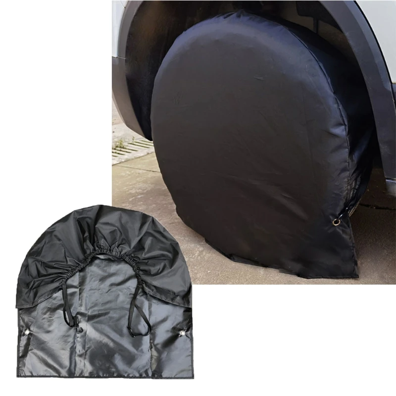 Tire Cover Trailer RV Black Waterproof UV Weather Resistant Car Tires Storage