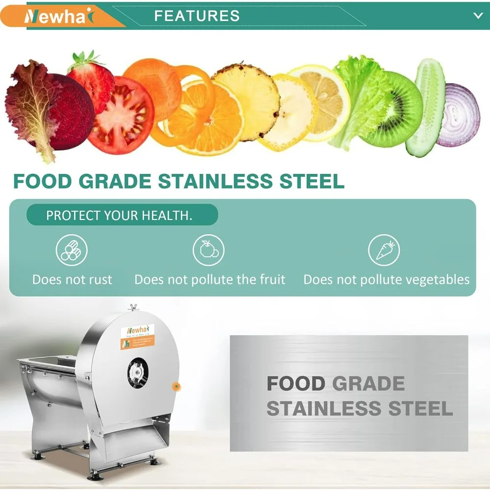 Commercial Electric Onion, Potato, Sweet Potato, and Tomato Slicer with 0-10mm Adjustable Thickness for Cabbage ShreddingNEW-