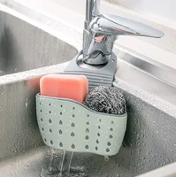 Home Storage Drain Basket Kitchen Sink Holder Adjustable Soap Sponge Shlf Hanging Drain Basket Bag Kitchen Accessories 2