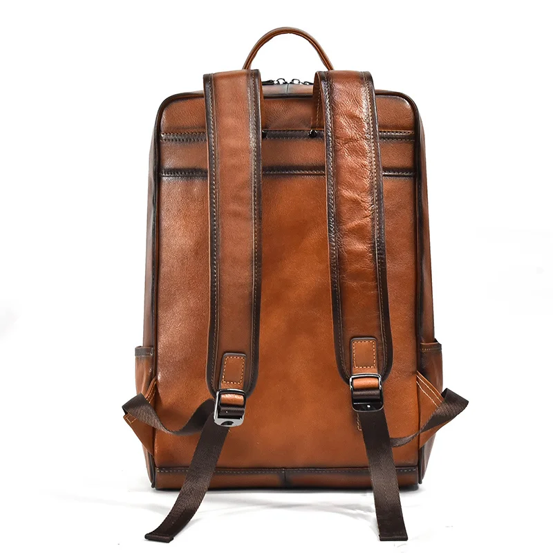 New design men's leather backpack retro 15.6 inch computer bag leather first layer cowhide backpack business laptop bag fashion