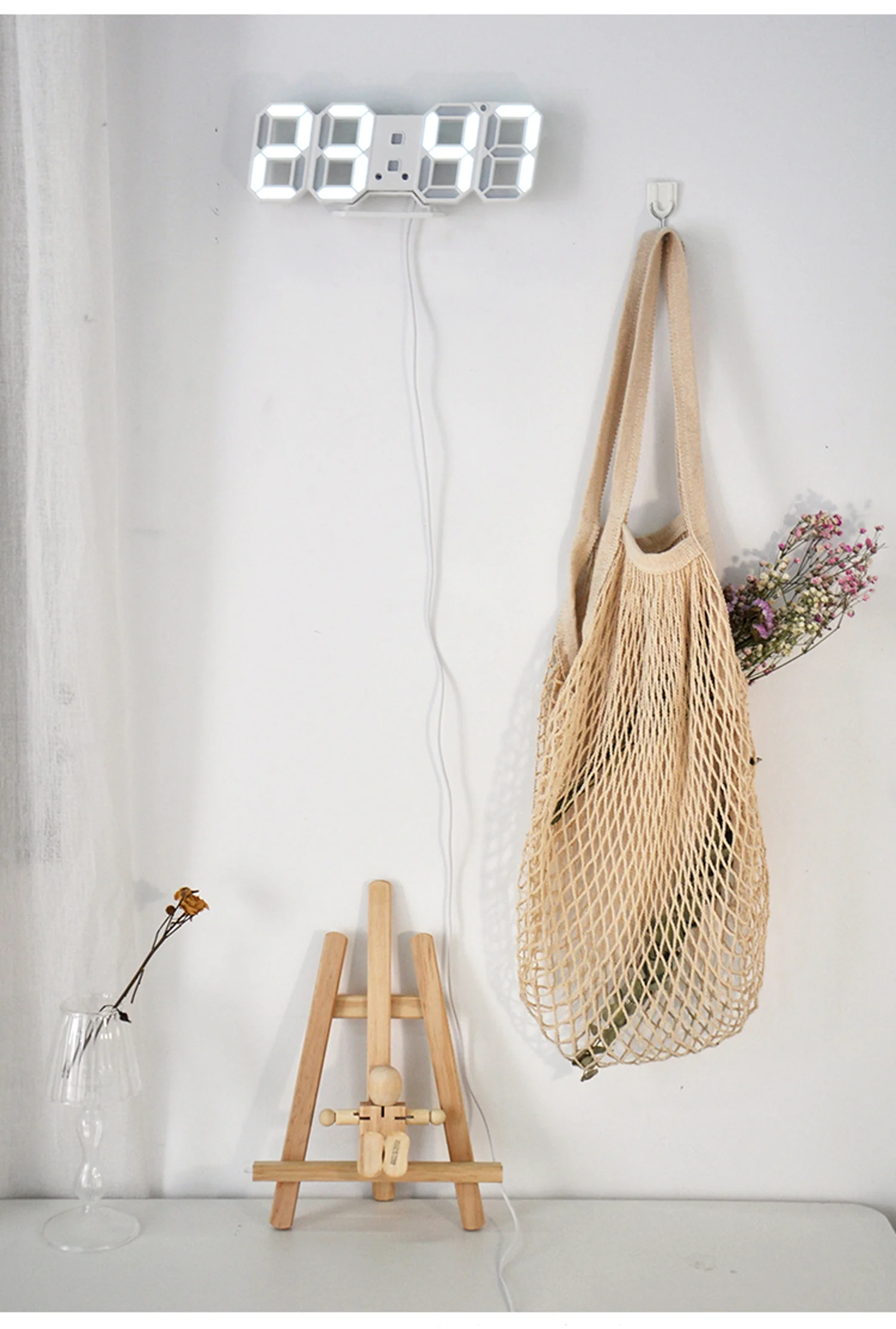 3D LED Digital Alarm Clock Three-dimensional Wall Hanging Watch Table Calendar Thermometer Electronic Furnishings