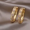 South Korea new design fashion jewelry 18K gold plated zircon flower big round earrings modern women's party accessories