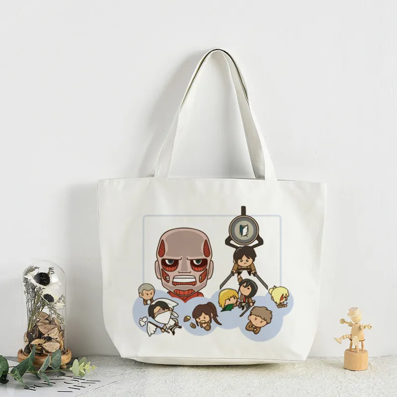 

Anime Final Season Attack on Titan Titans Attack Supermarket Bag Women/men's Print Daily Use Large Capacity Handbags