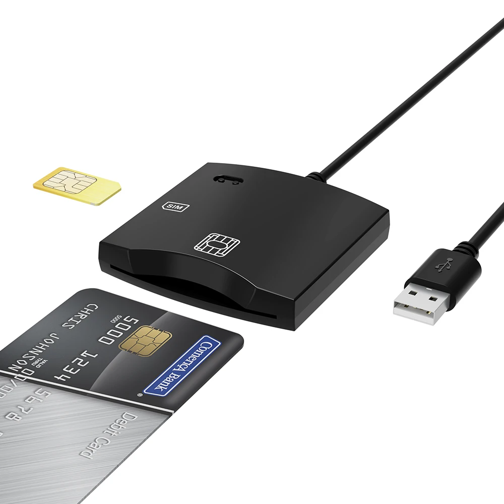 ICCID USB Smart Card Reader Electronic DNI Reader For EMV IC Bank Card ...