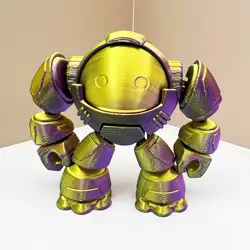 Charming 3D Printed Teddy Bear Robot Statue - Perfect for Home and Office Decor, Party & Christmas Gifts (Black Gold Purple)