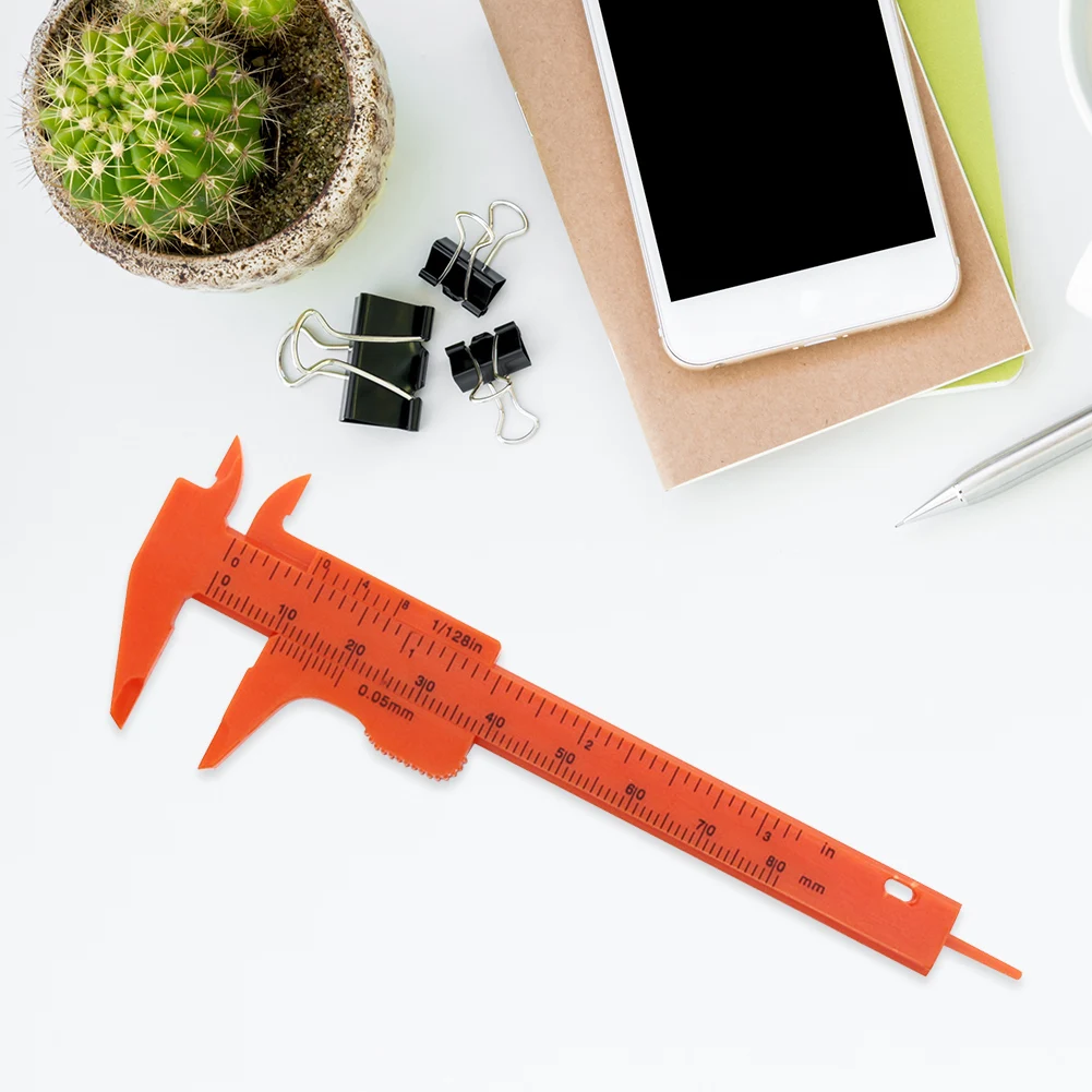 Practical Vernier Caliper Millimeter/Inches Plastic Double Scale Ruler Student Sliding Micrometer Precision Measuring Gadget