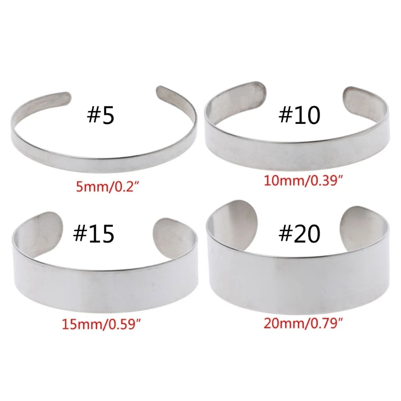 Q0KE 10 Pcs Stainless Steel Bracelet Blank Cuff Bangle Blank DIY Leather Cuff Bangles Jewelry Making for Birthday Presents 6