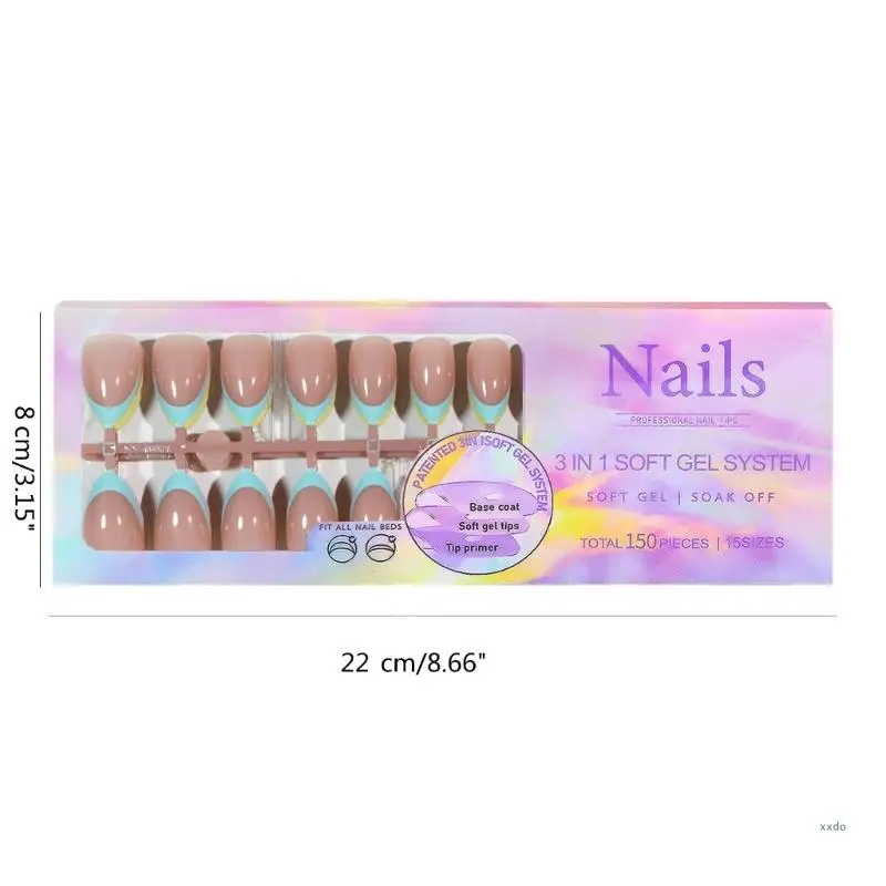 French Tip False Nails Manicures Detachable Press On Nails Artificial Nails Full Cover False Nails for Women Girls