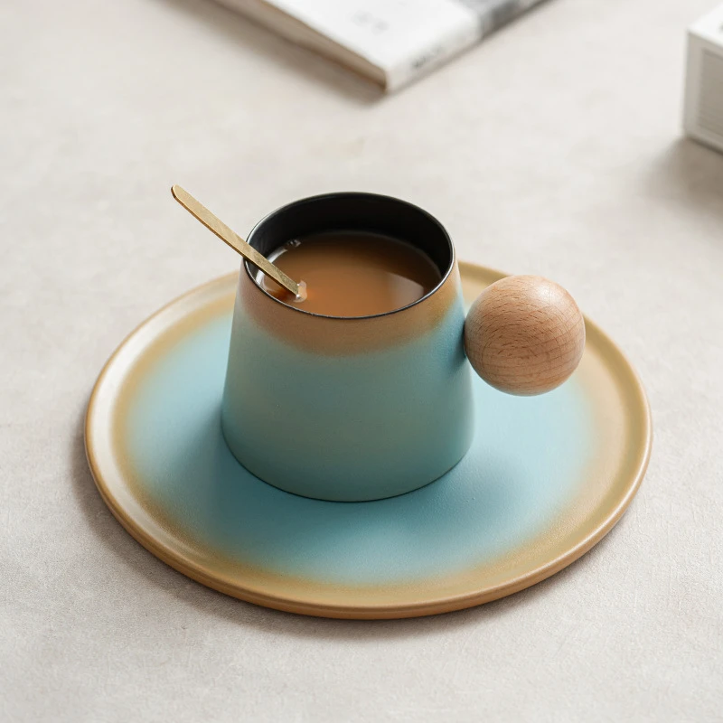 

Creative Vintage Spherical Ceramic Coffee Cup Home Drinking Mug Art Gift Craft Porcelain Gradient Teacup Dessert Breakfast Cup